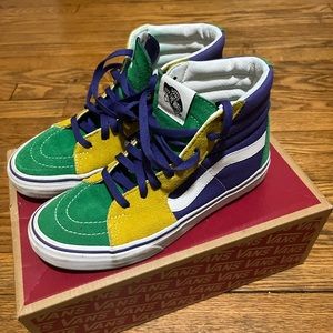 Vans Purple, Gold and Green Sk8 Hi Like New! Size 5.5